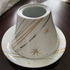 Yankee Candle Large White/Gold Starry Night Design Shade & Tray Set