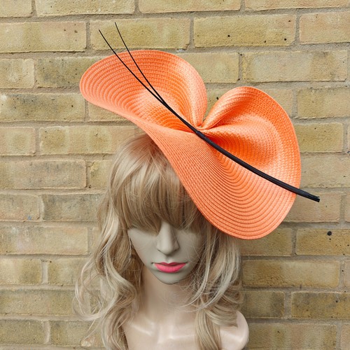 Orange black fascinator - black,