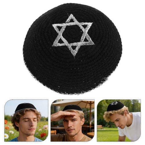 Knitted kippah star - knitted, kippah: