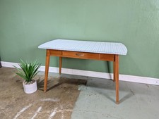 Retro Formica Kitchen Table Blue Gingham Mid-Century By Guildform Rectangular