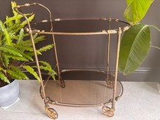 Antique-Style Drinks Trolley with Smoked Glass Shelves - Please Read Description