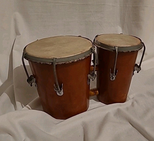 Vintage wooden bongos raw - vintage,