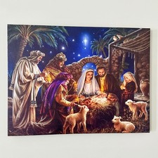 Nativity Scene LED Canvas Art Christmas Light Up Christian Wall Xmas Photo Print