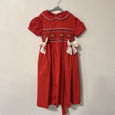 Preloved Pettigirl Girls Smocked Dress 10 Embroidered Rocking Horses Embroidery