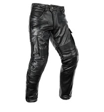 MEN'S REAL LEATHER BIKERS PANTS WITH CARGO POCKETS STRETCHED PANELS BIKERS PANTS