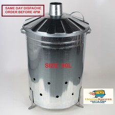 90 Litre 90L X-Large Metal Incinerator Fire Burning Bin Leaf  Garden UK