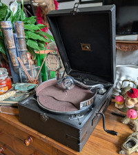 HMV 97c GRAMOPHONE RECORD PLAYER  - Vintage Antique Working Portable Wind Up
