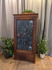 Antique lockable Linen cupboard - cabinet with floral front and working key