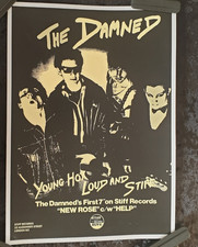 Legendary Punk icons The Damned reprint poster for their single New Rose