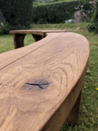 Oak curved bench - 1, x