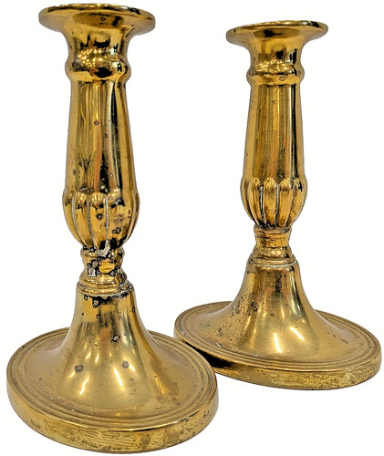 Pair antique brass - brass, candle