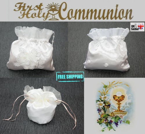 White ivory satin bag - ivory, girl