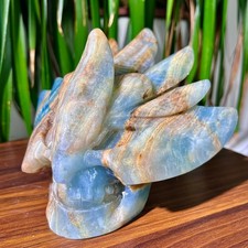 3.43LB Pure handmade carving, high-quality polished blue pine carving samples