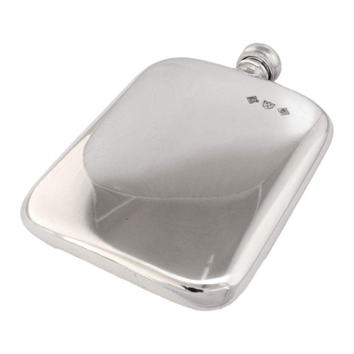6oz pewter hip flask rounded - 6oz,