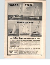1961 PAPER AD Holiday Yachts Long Island New York Motorsailer Sailboat Boat