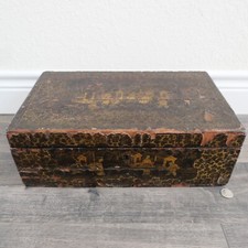19th C. Chinese Export Black Lacquer & Gold Painted Portable Writing Desk !!!