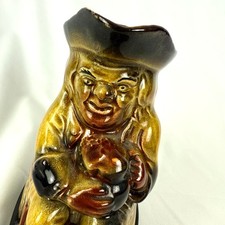 Vintage Sitting Lord Nelson Toby Jug Yellow Brown Glaze Holding Ale Handle