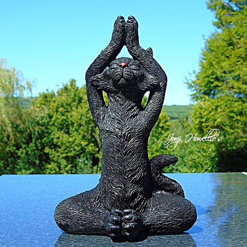 Meditating cat garden ornament - meditating,