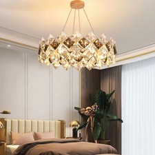 60cm Warm Light Crystal Chandelier Hanging Light Hollow Suspension Bedroom Lamp