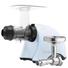 Omega Sana 707 Horizontal Slow Juicer in Pastel Blue with Oil Extractor