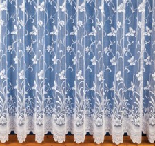 White Net / Lace Curtains Floral Butterfly design , beautiful Scalloped Border