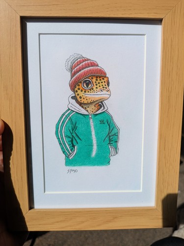 Hand coloured framed drawing - framed,