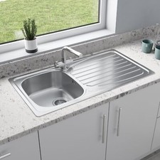 Inset Stainless Steel Kitchen Sink Silver - Single Bowl Contemporary Basin