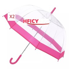 2 x Set Rain Umbrellas Dome Birdcage Transparent PVC Wedding Brolly Clear Bubble
