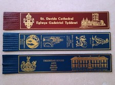 Vintage Wales Leather bookmarks x3 Welsh St David's Cathedral Dan-yr-Ogof