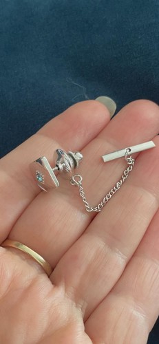 Vintage silver tone blue - vintage,