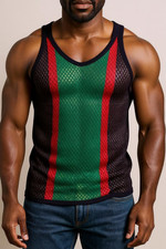 String Vest Africa Mesh Vest Mens Cotton Gym Training Tank Top Tshirt Fish Net