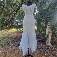 Vintage 1980s Scott McClintock Lace Fairycore Ballgown Wedding Dress Size 8
