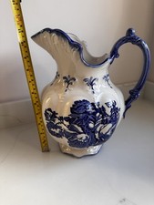 Vintage Tams “Blakeney” Blue/White Wash Jug&Bowl Set,Staffordshire England large