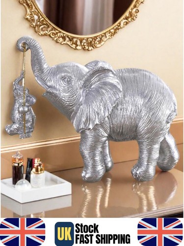 Silver elephant ornament with - ornament,