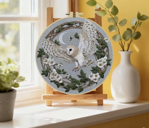 Embroidery kit the barn owl - embroidery,