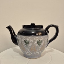 Lovatt Langley Teapot Blue Glazed Pottery Art Nouveau Design VGC 