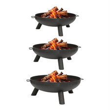 Round Fire Pit Outdoor Garden Iron Firepit Patio Heater Fireplace Log Burner