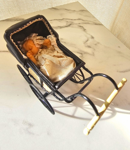 Miniature doll pram with - miniature,