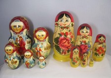 2 x Vintage Wooden Russian