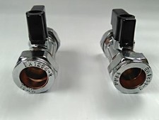 2 x 15mm Isolating Valve with lever handle turn thumb (pair) chrome plated