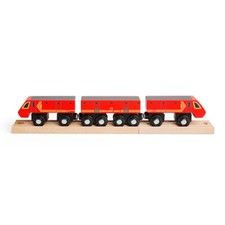 Bigjigs Rail Red Postal Train - 2 Carriages & 2 Track Pieces, Wooden Train Set
