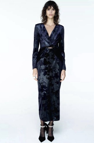 Zara velvet navy dress - velvet,