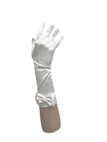 White satin bow with - bow, pearl