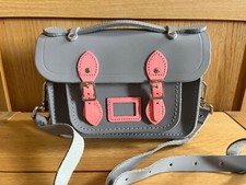 The Cambridge Satchel Co 8.5 inch Mini Satchel in Light Grey and Pink Leather