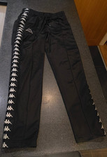 Kappa Women's Black Track Pants Jogger Trousers Popper Slim Fit Size Medium M