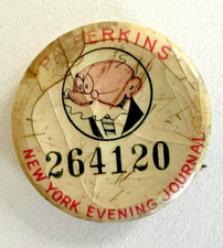 New York Evening Journal 1930's Advertising Button Pa Perkins Lottery Token
