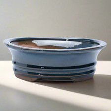 18cm Glazed Bonsai Pot | Oval