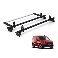Ford Transit Connect Roof Rack for 2013-2024 - 2x Roof Bars + Roller Rhino Black