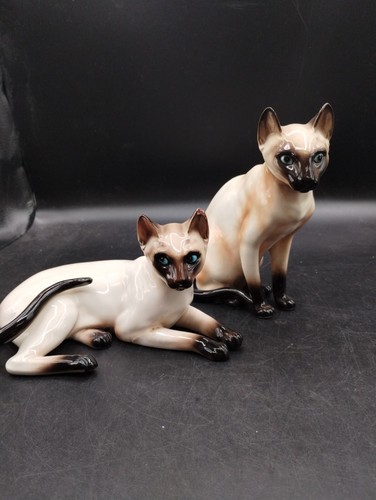Vintage porcelain siamese cat - vintage,