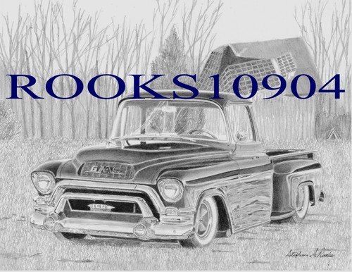1955 gmc pickup truck art - pickup,